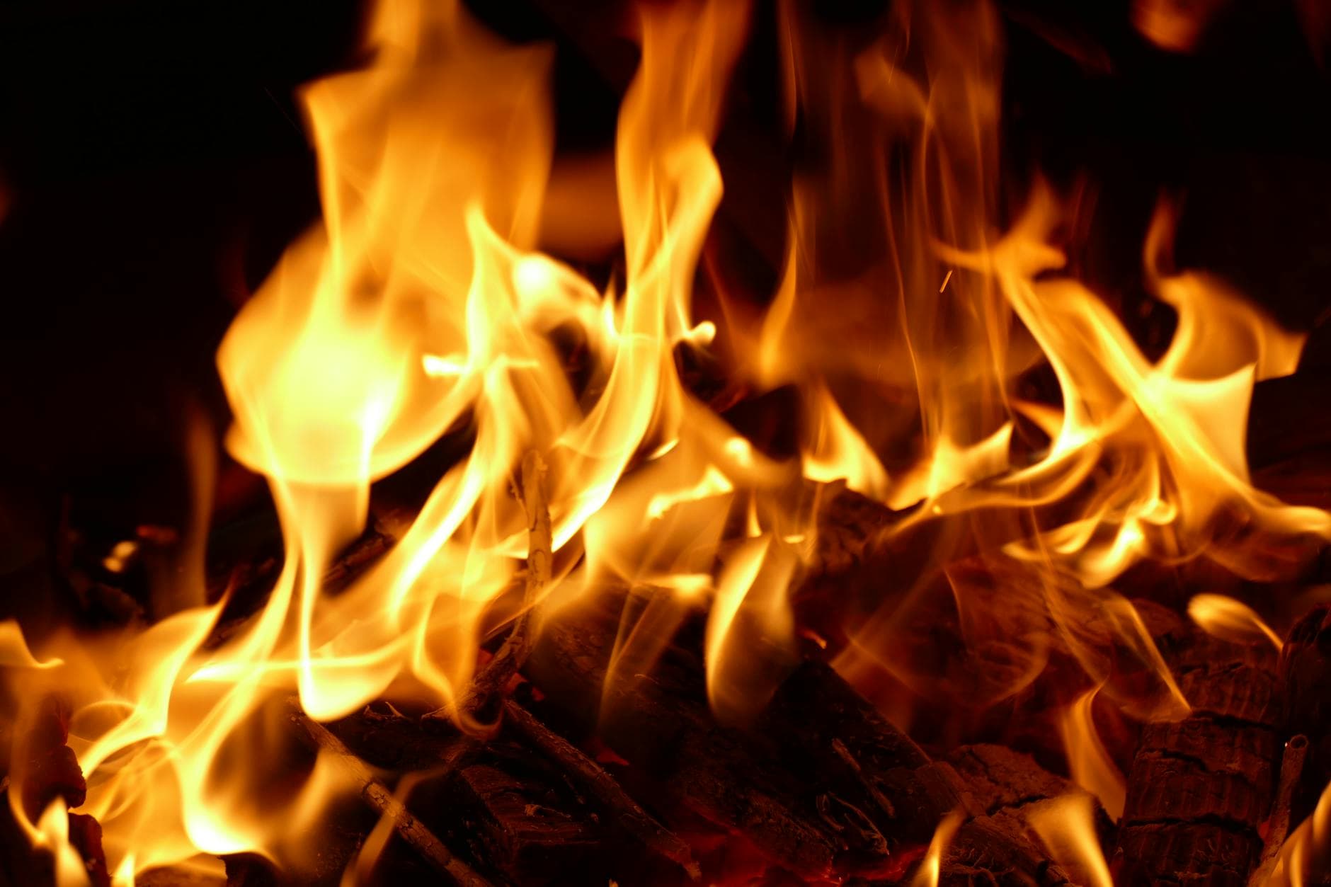 Close-up photo capturing the vibrant and dynamic movement of flames and fire.